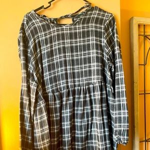 Gray flannel flare dress